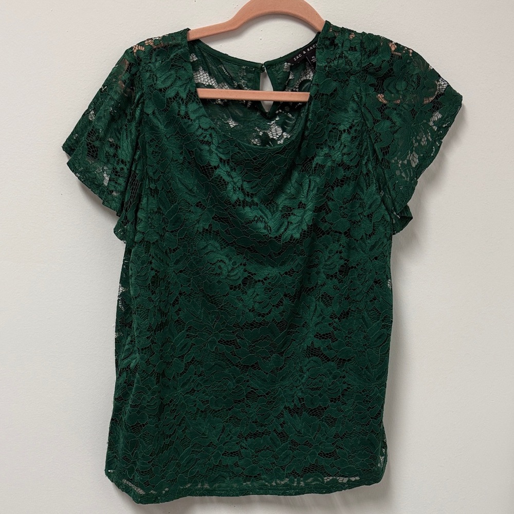 Zac & Rachel Forest Green Lace Blouse